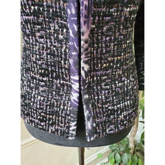 Coldwater Creek Women's Purple Polyester Tweed 3/4 Sleeve Blazer Jacket Size XS - Picture 3 of 11